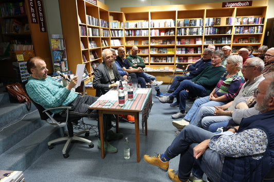 Autor Thomas Kastler (l.) Moderator Toni Vetrano, Arnulf Meffle, Daniel Kempf und Holger Kimmig. Foto: Christoph Breithaupt